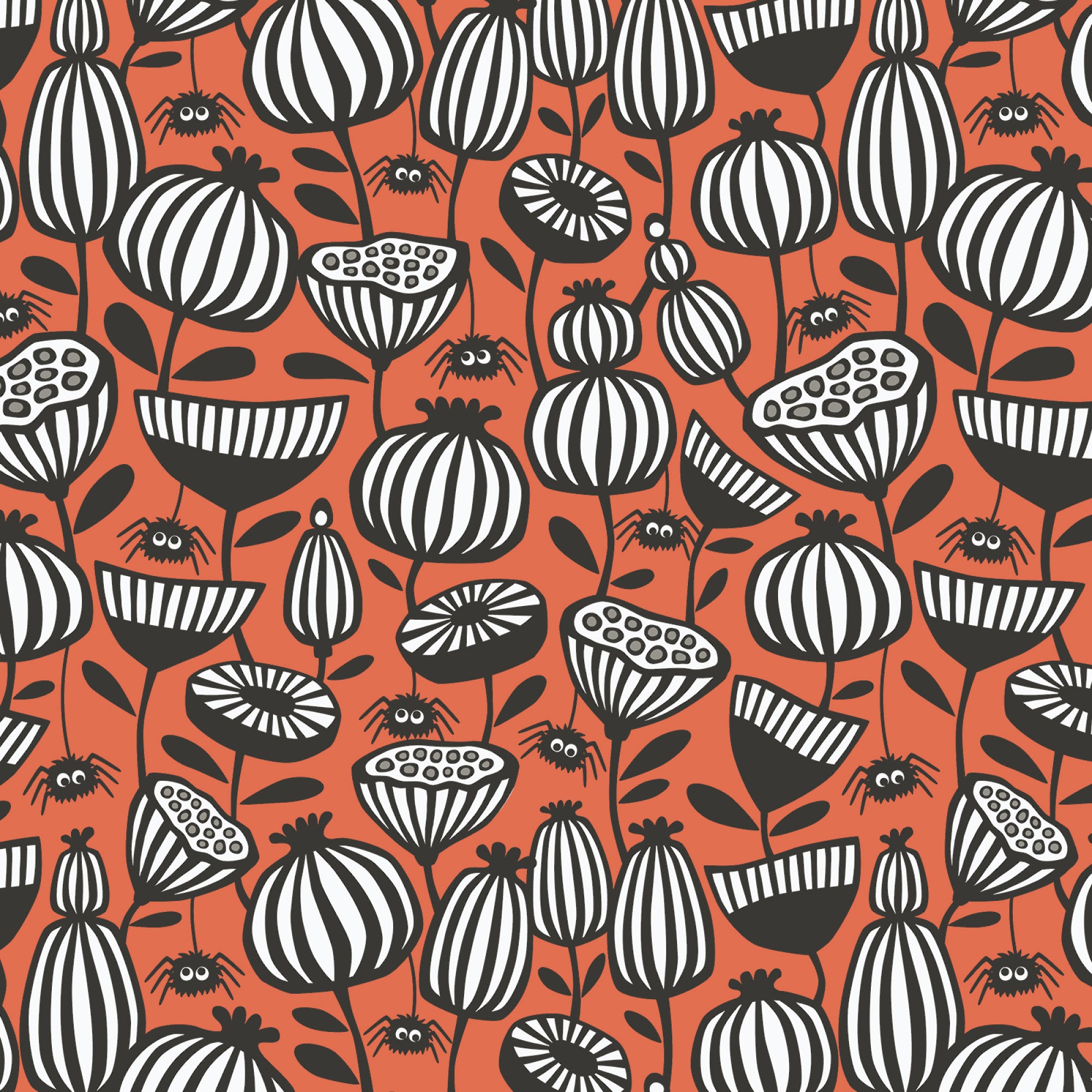 Gothic Whimsy | Spiders Garden - Orange (227997) by Anequ Studio for Cloud9 | 100% Organic Cotton