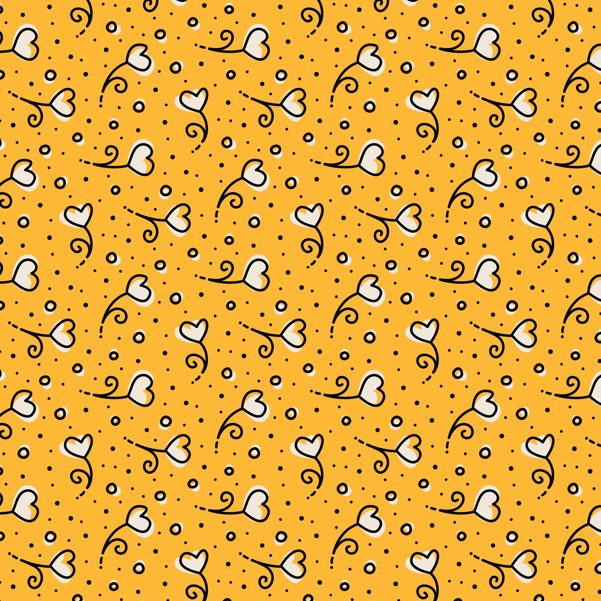 Love, Ink | Yellow Heart Blossoms by RouCouCou for Cloud9 | 228639 | 100% Organic Cotton