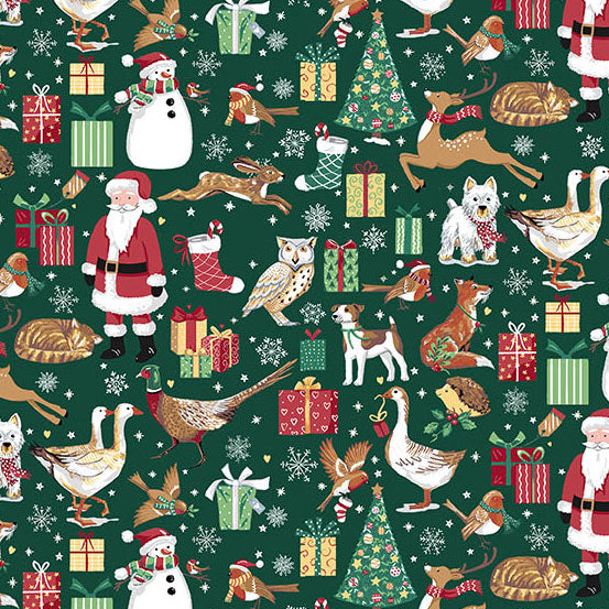 Country Christmas | Friends Green by Makower Uk for Andover Fabrics | MU-230-G
