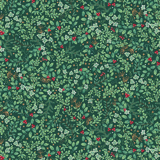 Country Christmas | Evergreen Green by Makower UK for Andover Fabrics | MU-234-G