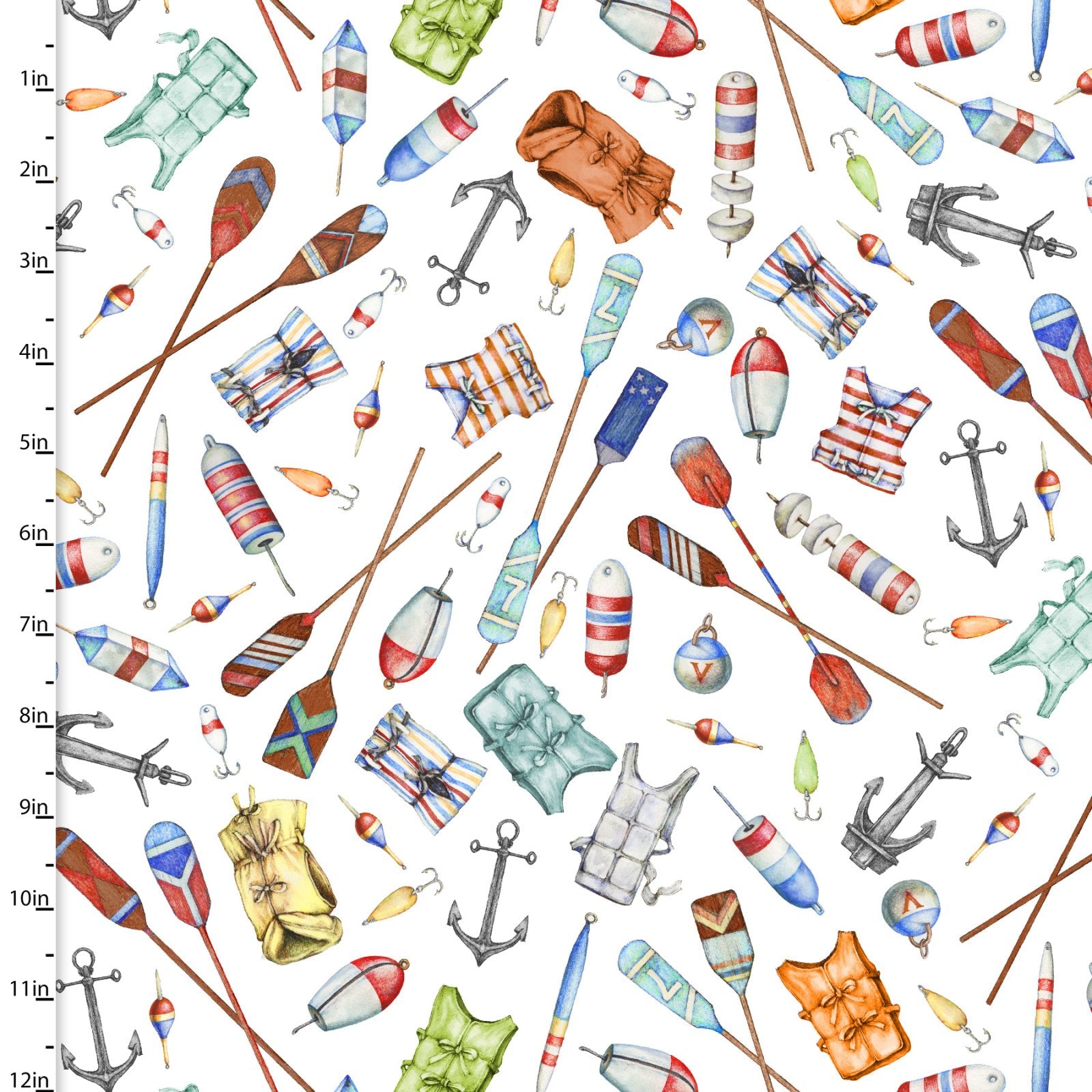 Fair Winds & Following Seas | Boating Gear White by Michael Moon for 3 Wishes Fabric | 23758-WHT