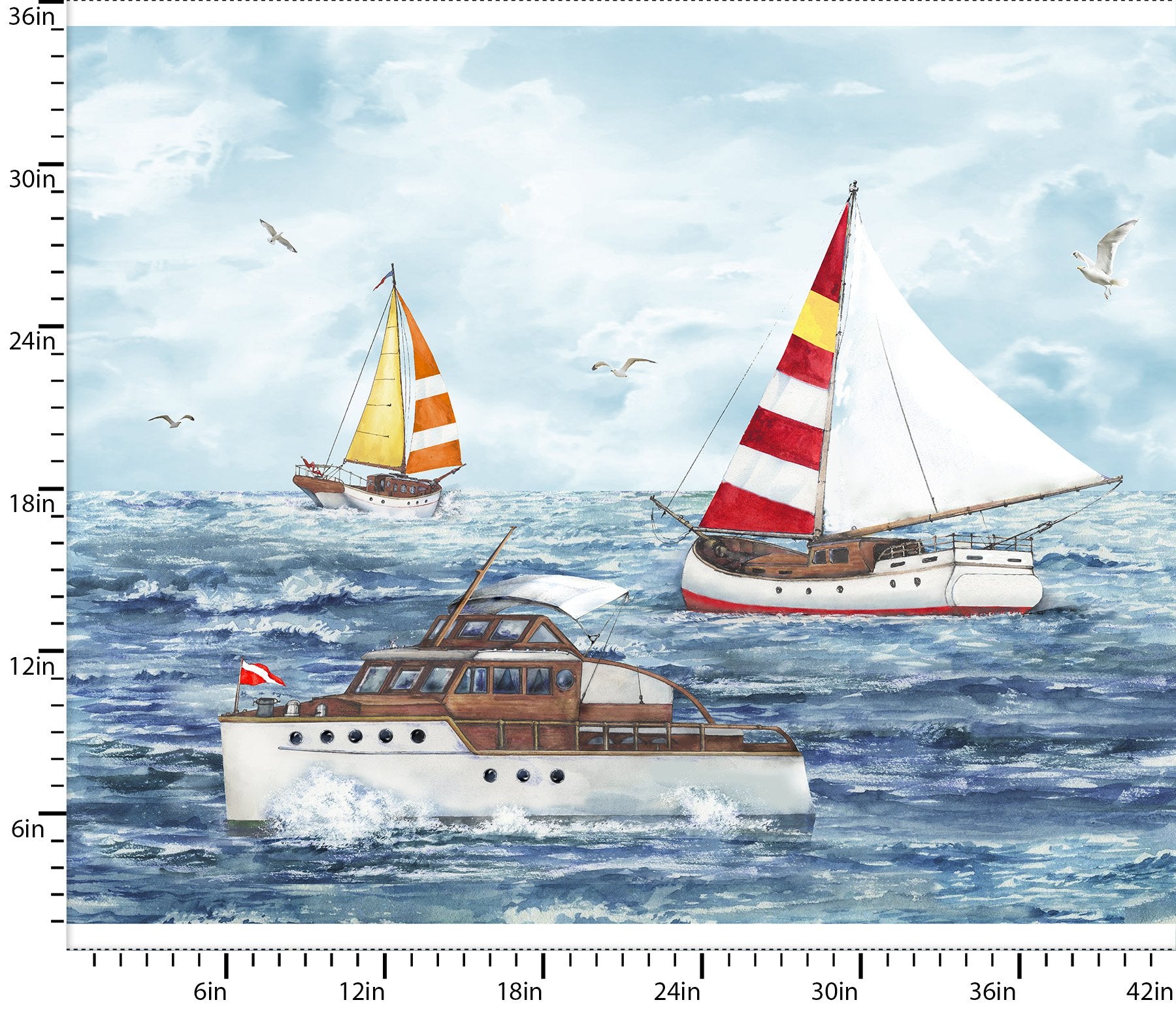 Fair Winds & Following Seas | 36" Fair Winds Panel by Michael Moon for 3 Wishes Fabric | 23763-PNL
