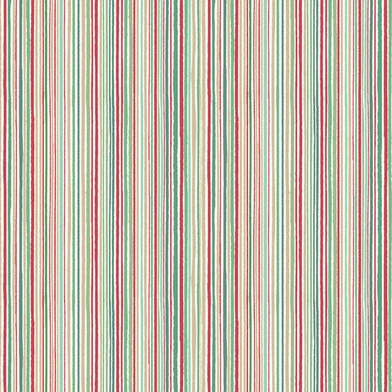 Country Christmas | Fine Stripe Cream by Makower Uk for Andover Fabrics | MU-237-Q