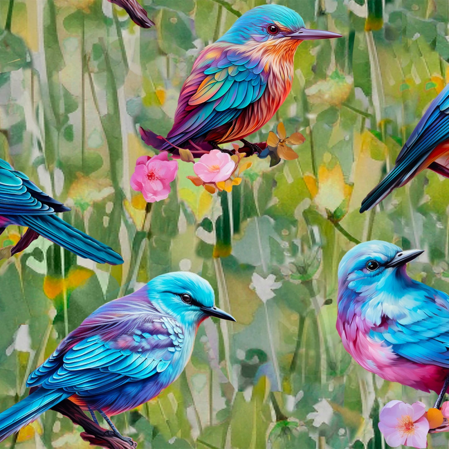 Spring into Beauty | Bird Perch - Green by Shawna Stewart for 3 Wishes | 24234