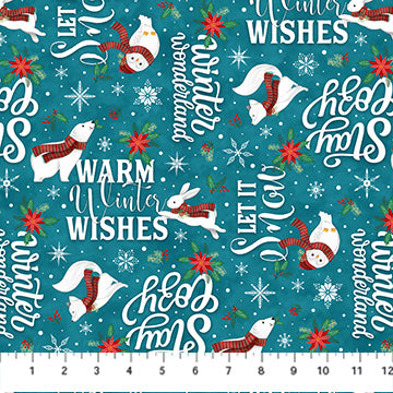 Woodland Wishes | Words - Teal Multi by Michael Zindell for Northcott | 27904-66