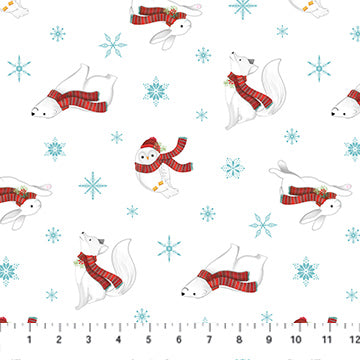 Woodland Wishes | Bear Toss - White Multi by Michael Zindell for Northcott | 27905-10