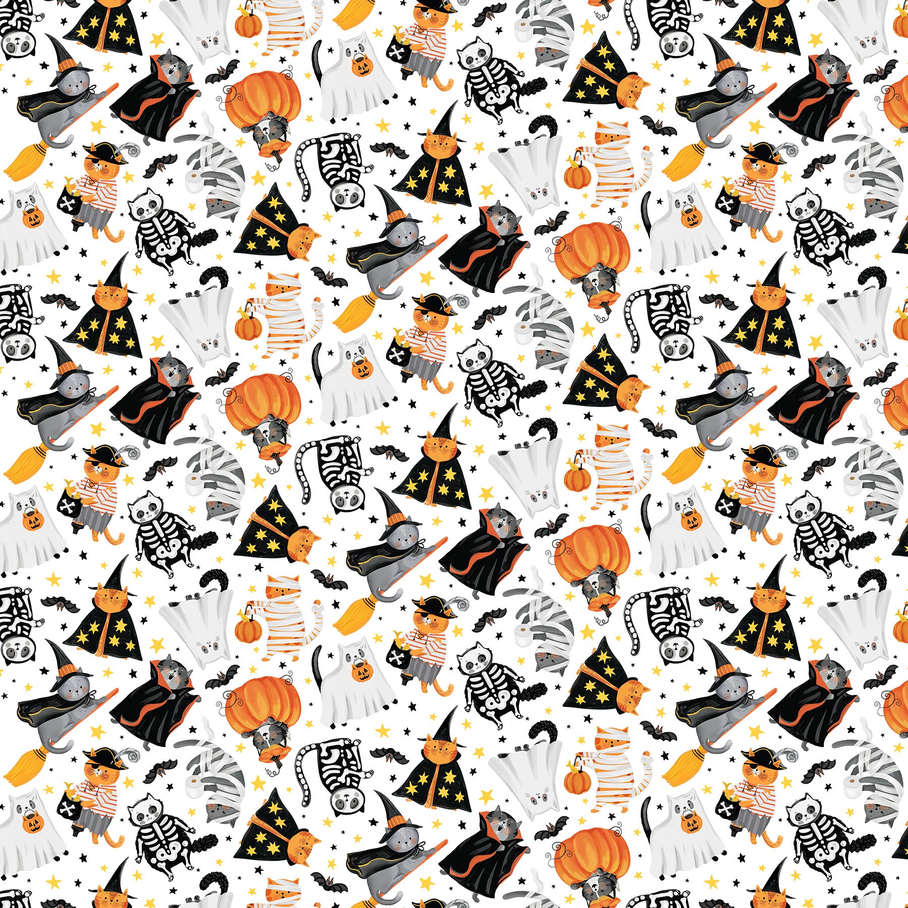 The Boo Crew | Crew Toss White Multi by Northcott Studio for Northcott Fabrics | 28201-10