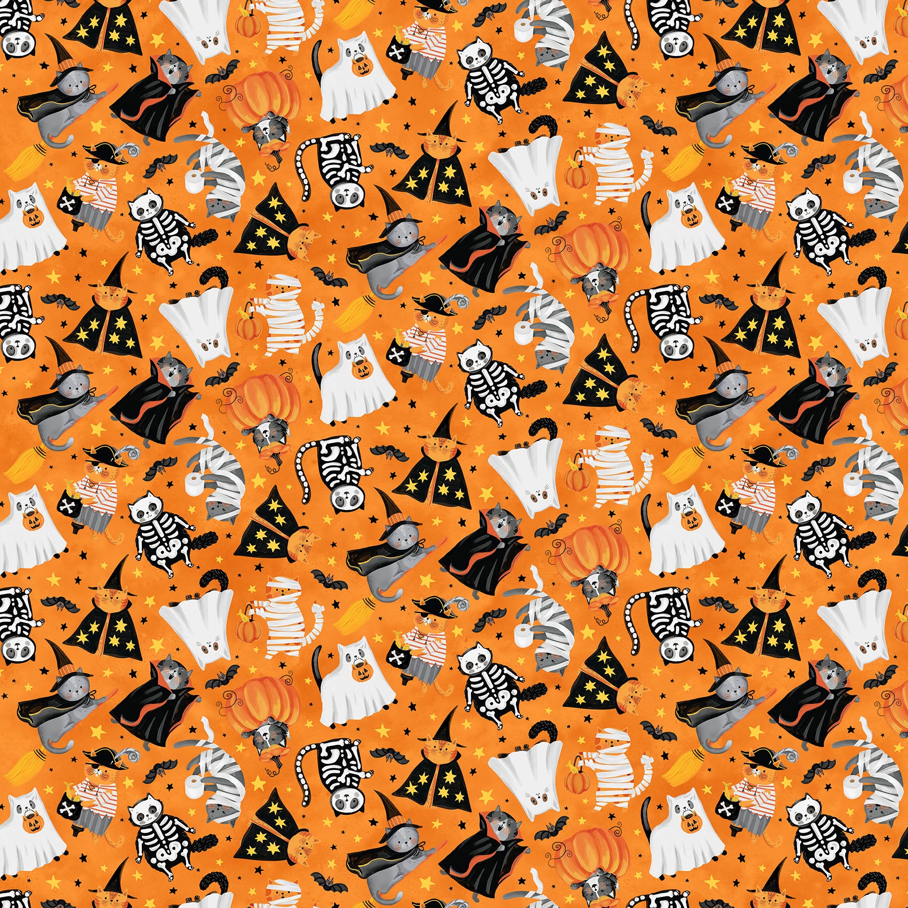 The Boo Crew | Crew Toss Orange Multi by Northcott Studio for Northcott Fabrics | 28201-54