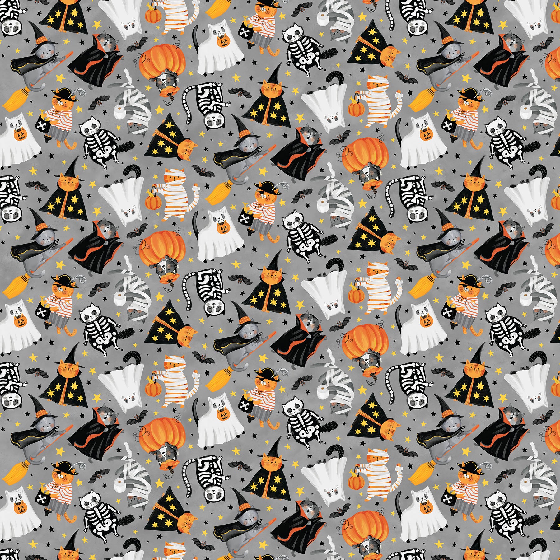 The Boo Crew | Crew Toss Light Gray Multi by Northcott Studio for Northcott Fabrics | 28201-92