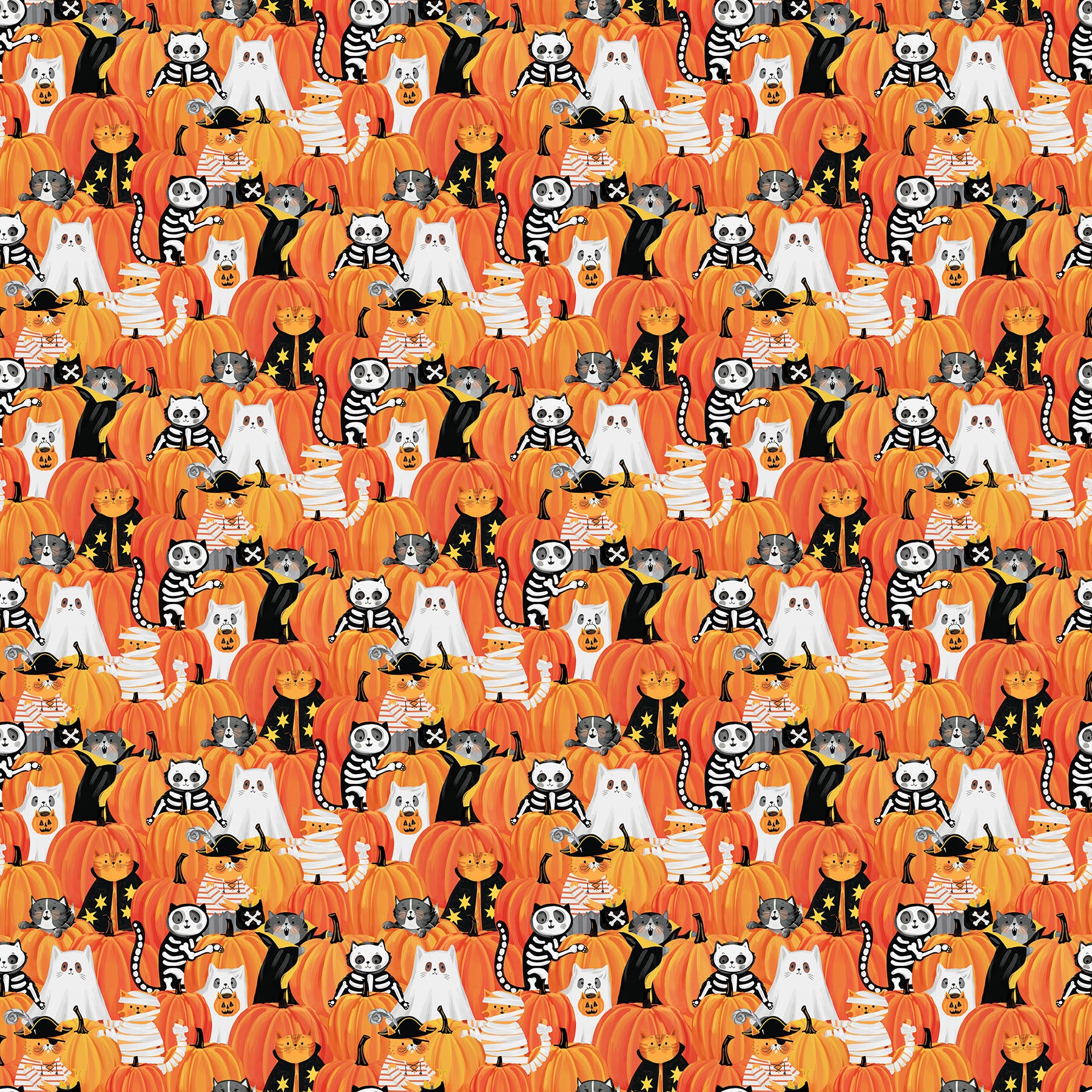 The Boo Crew | Peek Pumpkins Orange Multi by Northcott Studio for Northcott Fabrics | 28202-54