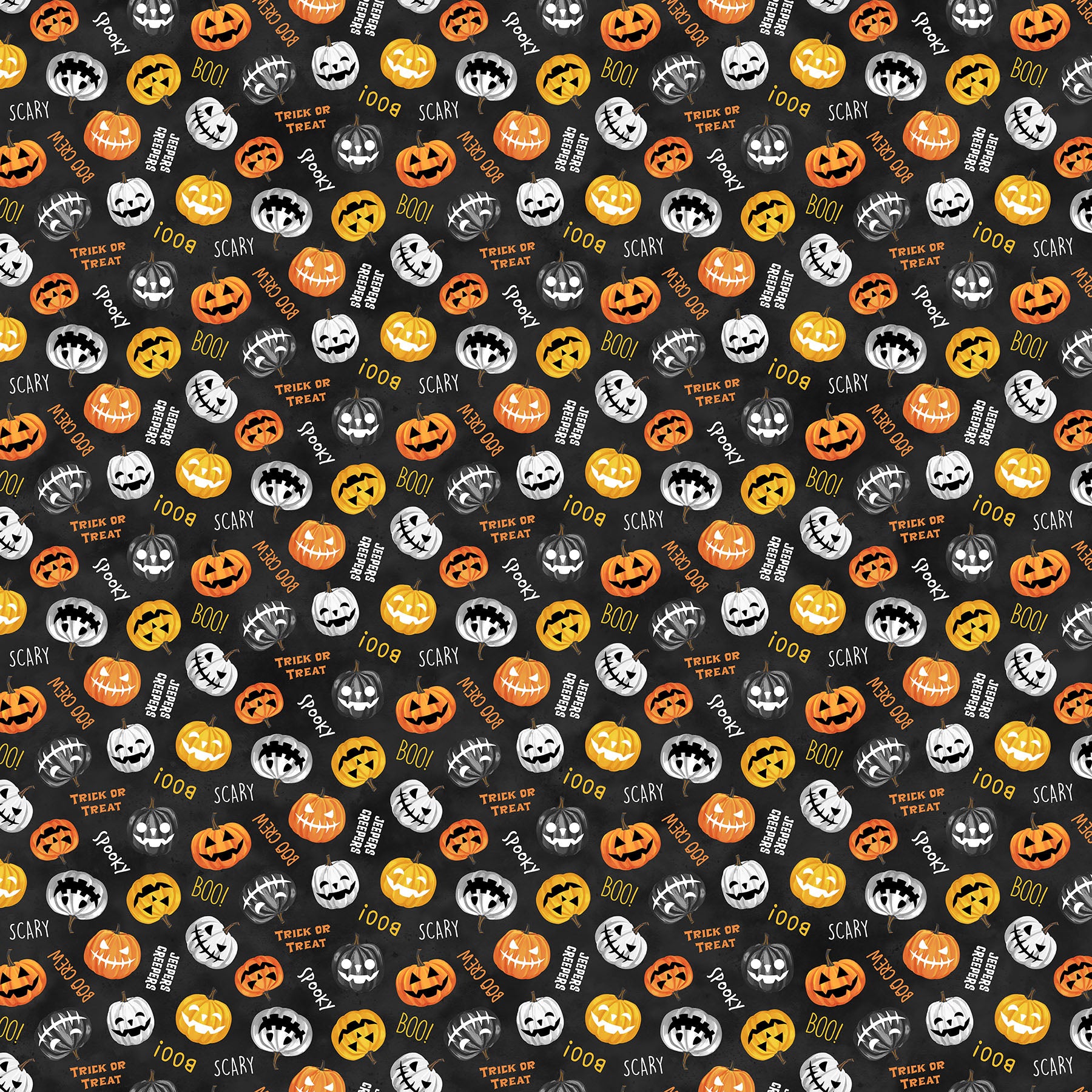 The Boo Crew | Pumpkin Toss Black Multi by Northcott Studio for Northcott Fabrics | 28203-99