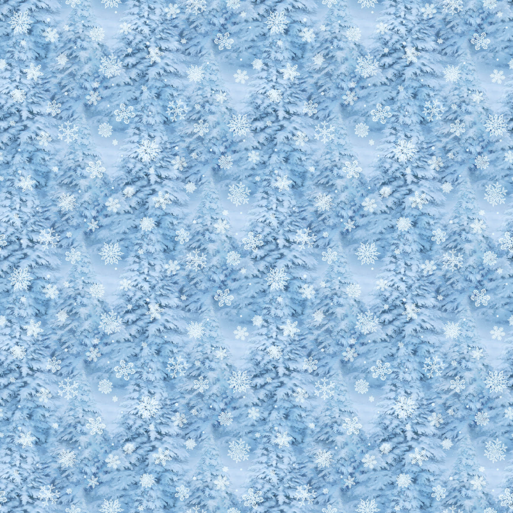 St. Nicholas | Snowy Trees - Mid Blue by Liz Goodrick-Dillon for Northcott | 28216-46