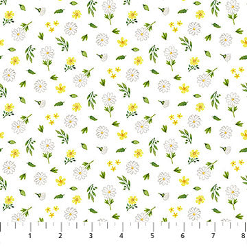 Counting Sheep | Mini Daisy Scatter - White by Deborah Edwards for Northcott | 28474-10