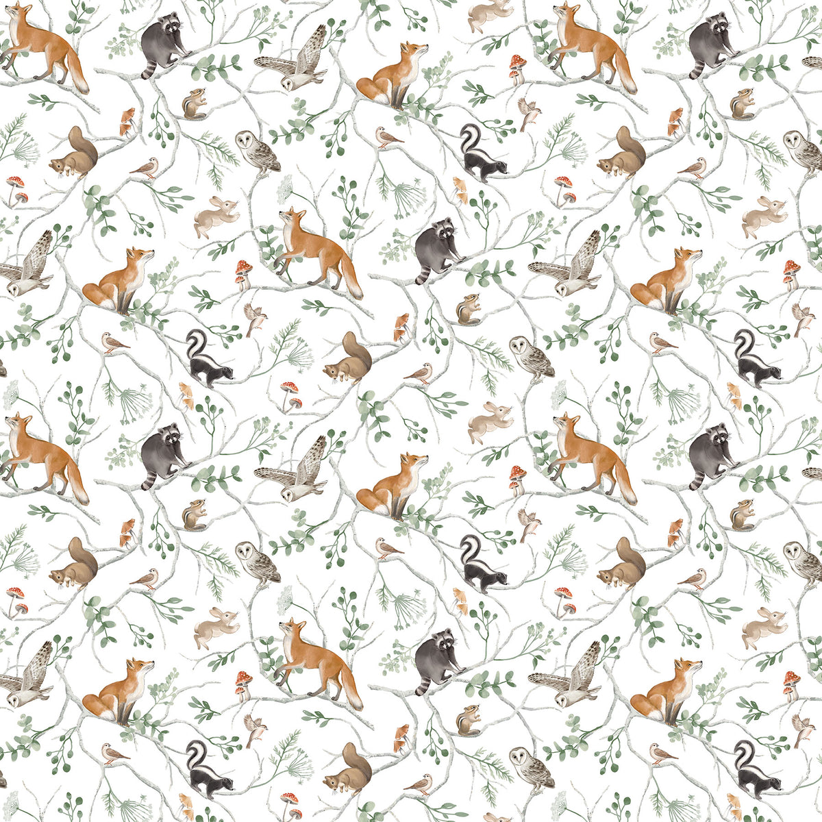 Tanglewood | Animal Vine White Multi by Deborah Edwards for Northcott | 29282-10