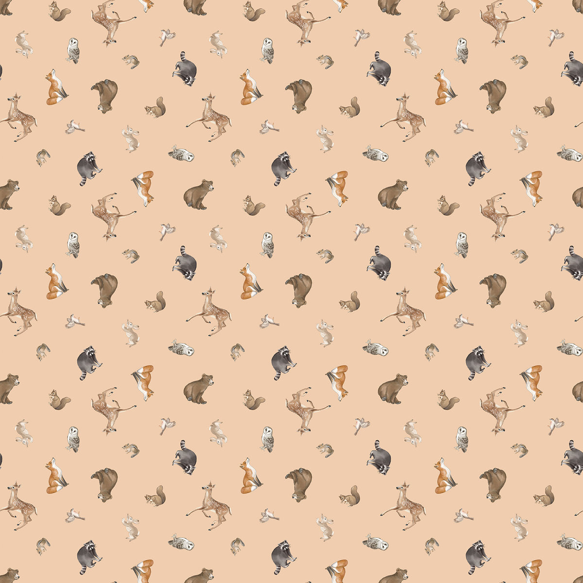 Tanglewood | Tossed Animals Peach Multi by Deborah Edwards for Northcott | 29283-53