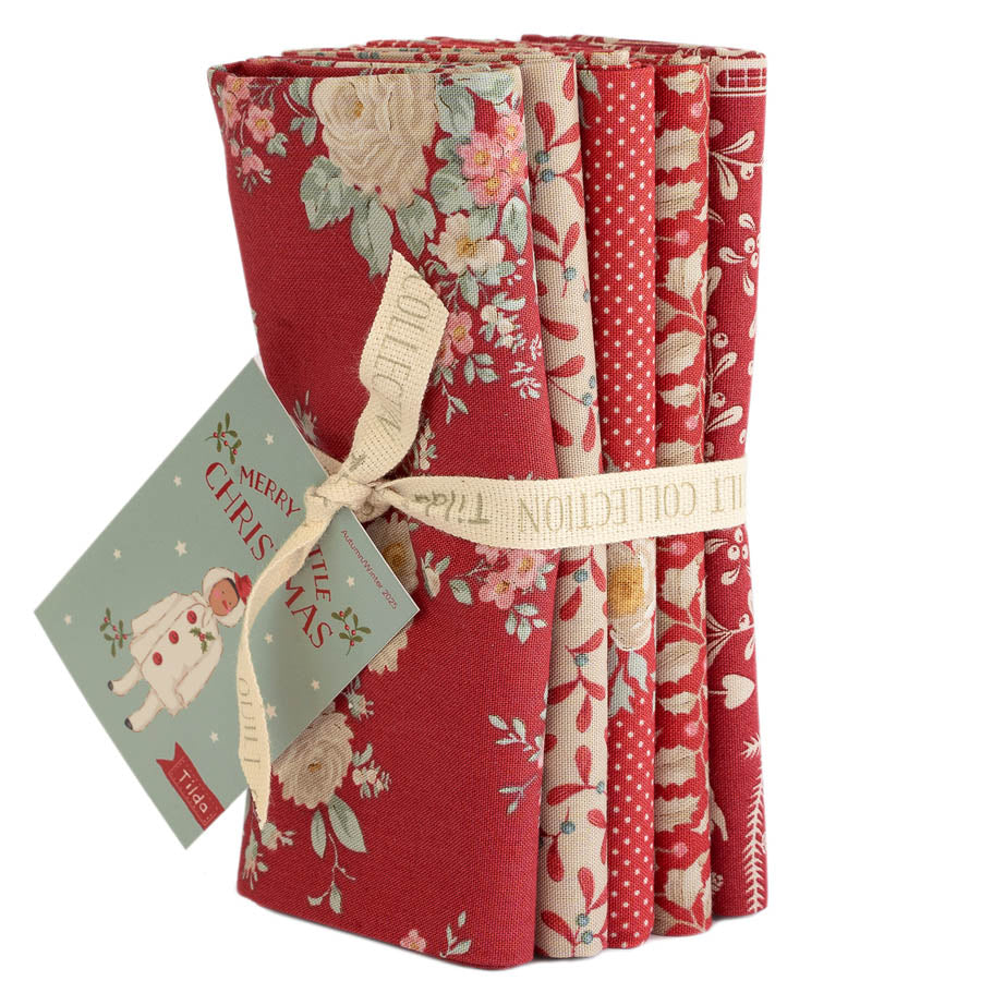 Merry Little Christmas | Fat Quarter Bundle - Red by Tone Finnanger for Tilda Fabrics | 5 pcs