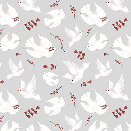 Glad Tidings We Bring | Doves Light Gray by Laura Konyndyk for Blank Quilting | 3361-90