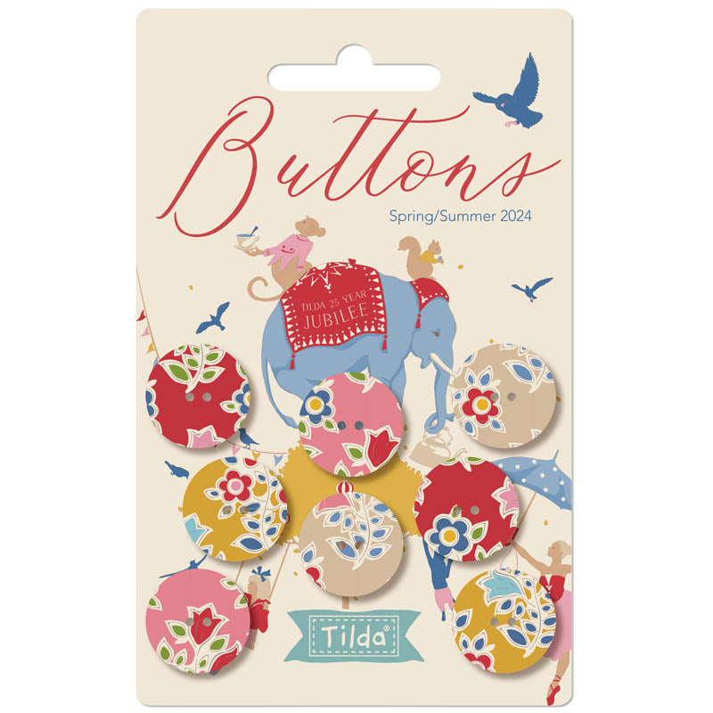 Tilda Jubilee Farm Flower 18 mm Decorative Buttons | TIL400061 | 8 pcs