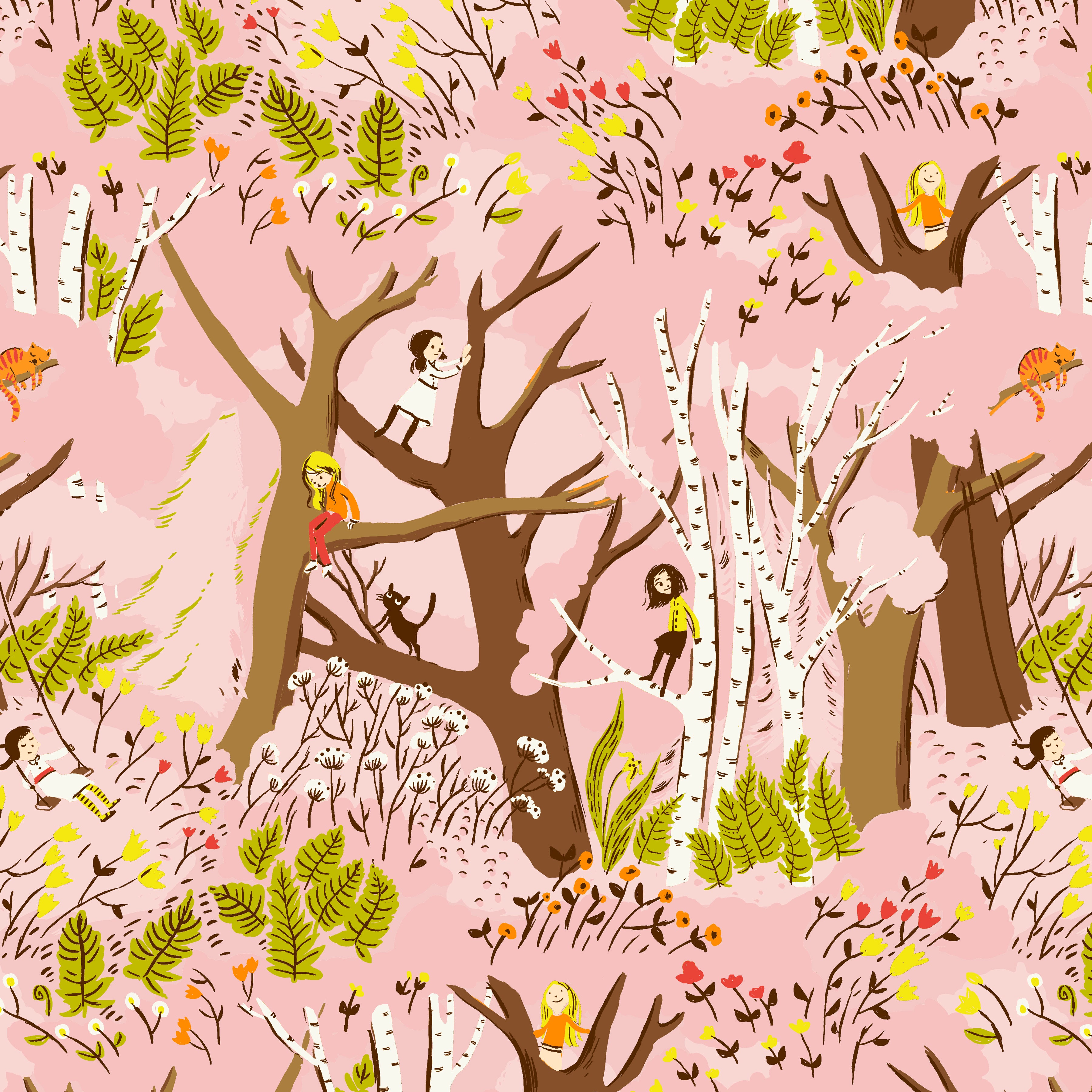Studio Edit | Girls in Trees - Pink by Heather Ross for Windham Fabrics | 40927D-6