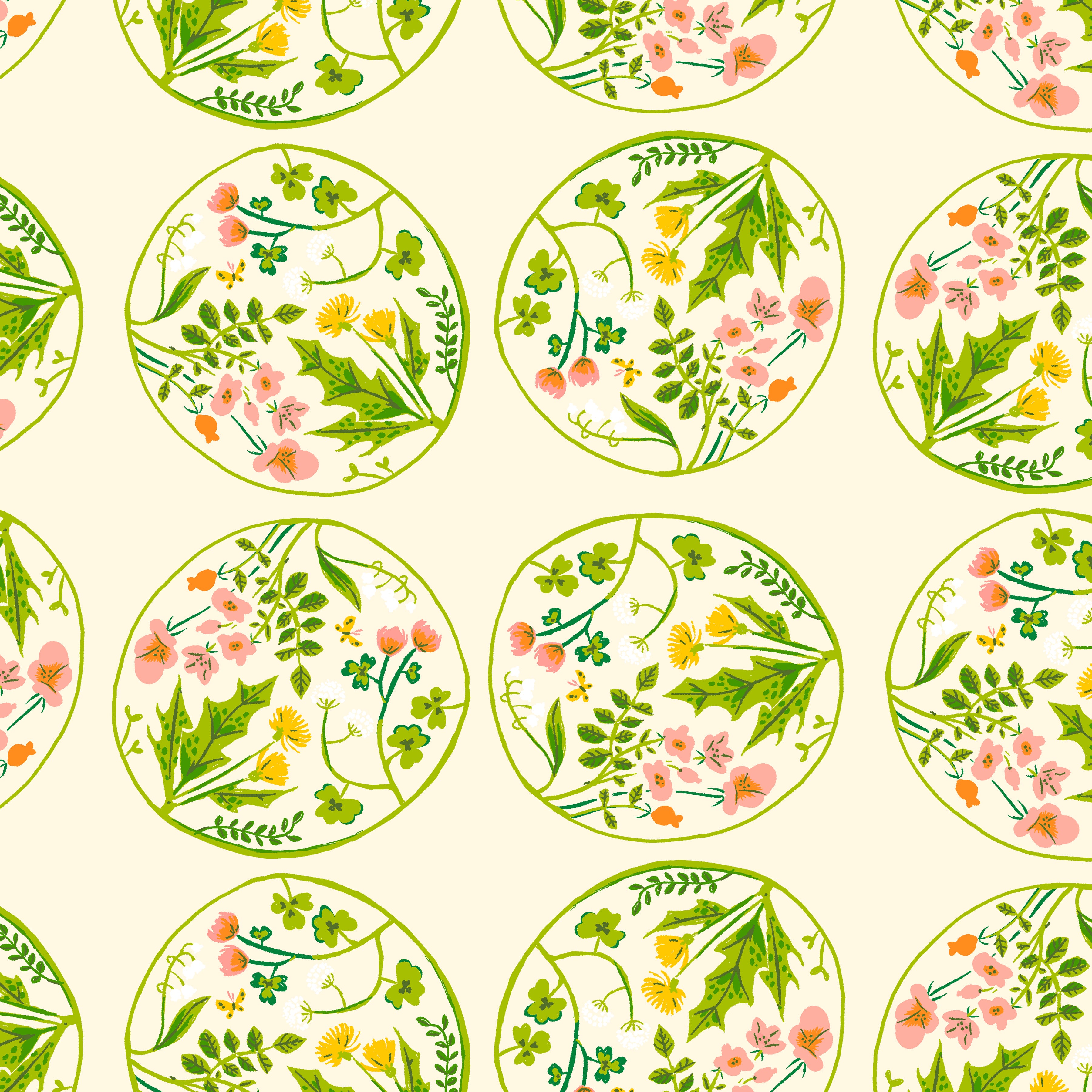 Studio Edit | Floral Wreaths - Cream by Heather Ross for Windham Fabrics | 40928D-5