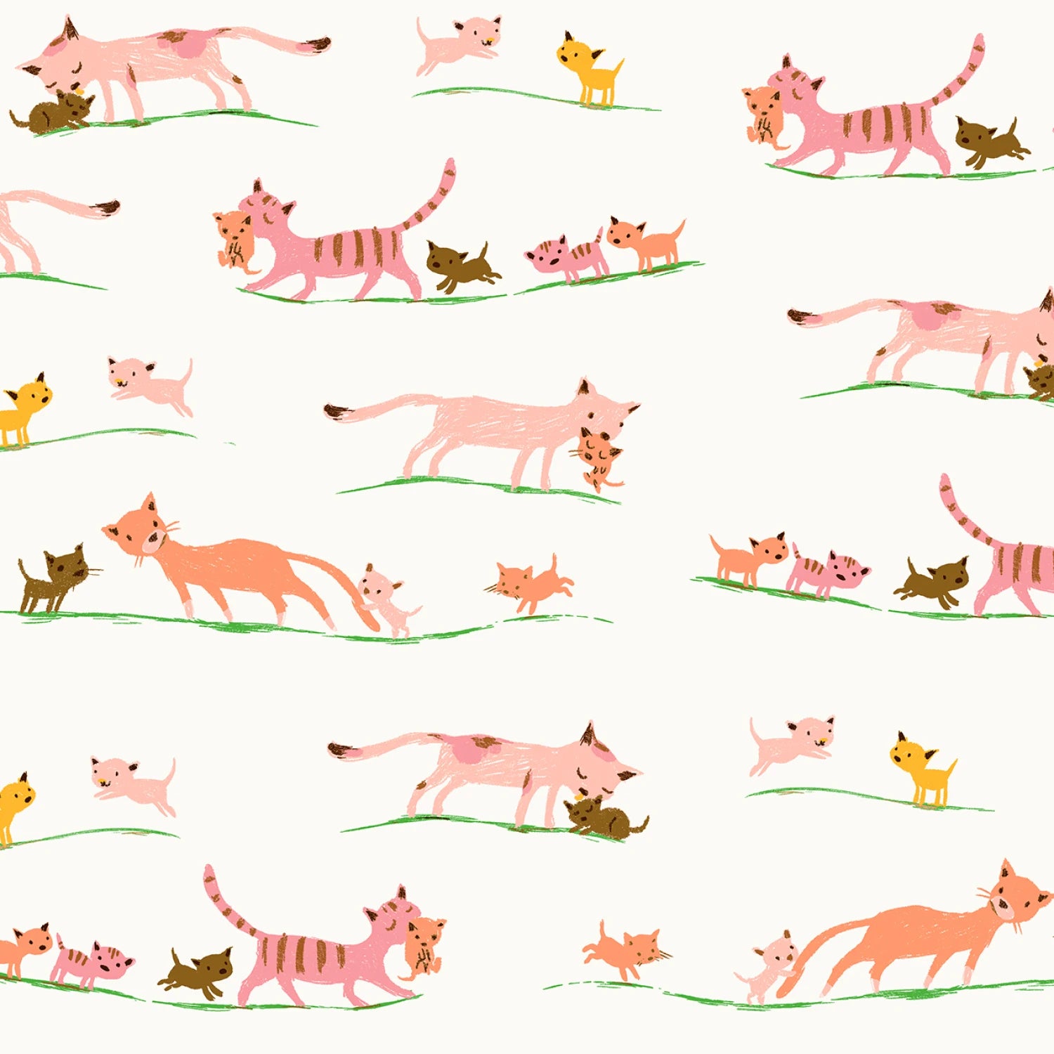 Studio Edit | Marching Kittens - Cream by Heather Ross for Windham Fabrics | 60" Minky