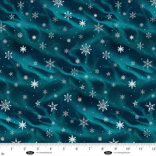 Comfort & Joy | Dark Aqua Snowflakes by Michael Ward for Blank Quilting | 4162-69