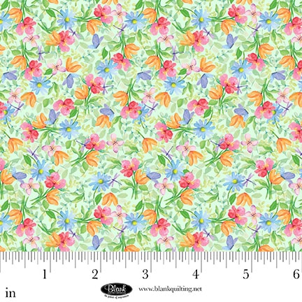Bows & Blooms | Mint Small Floral by Color Pop Studio for Blank Quilting | 4538-60