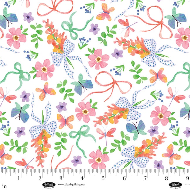 Bows & Blooms | White Flowers & Bouquets by Color Pop Studio for Blank Quilting | 4542-01