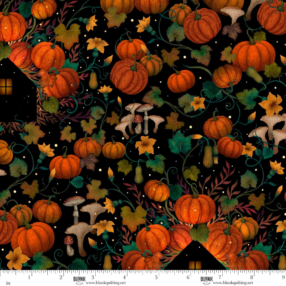 Harvest Haunt | Pumpkin House Silhouettes by Episodic Drawing for Blank Quilting | 4804-99