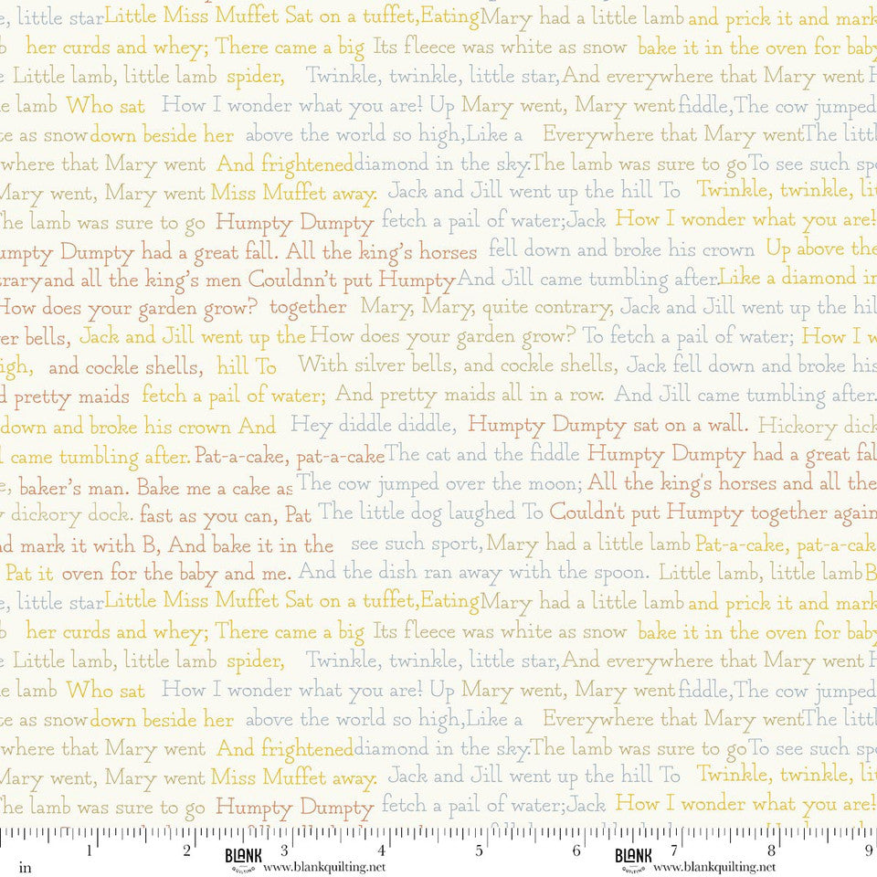 Nursery Rhyme Time | Nursery Rhymes Ivory by Oleander Studio for Blank Quilting | 4837-41