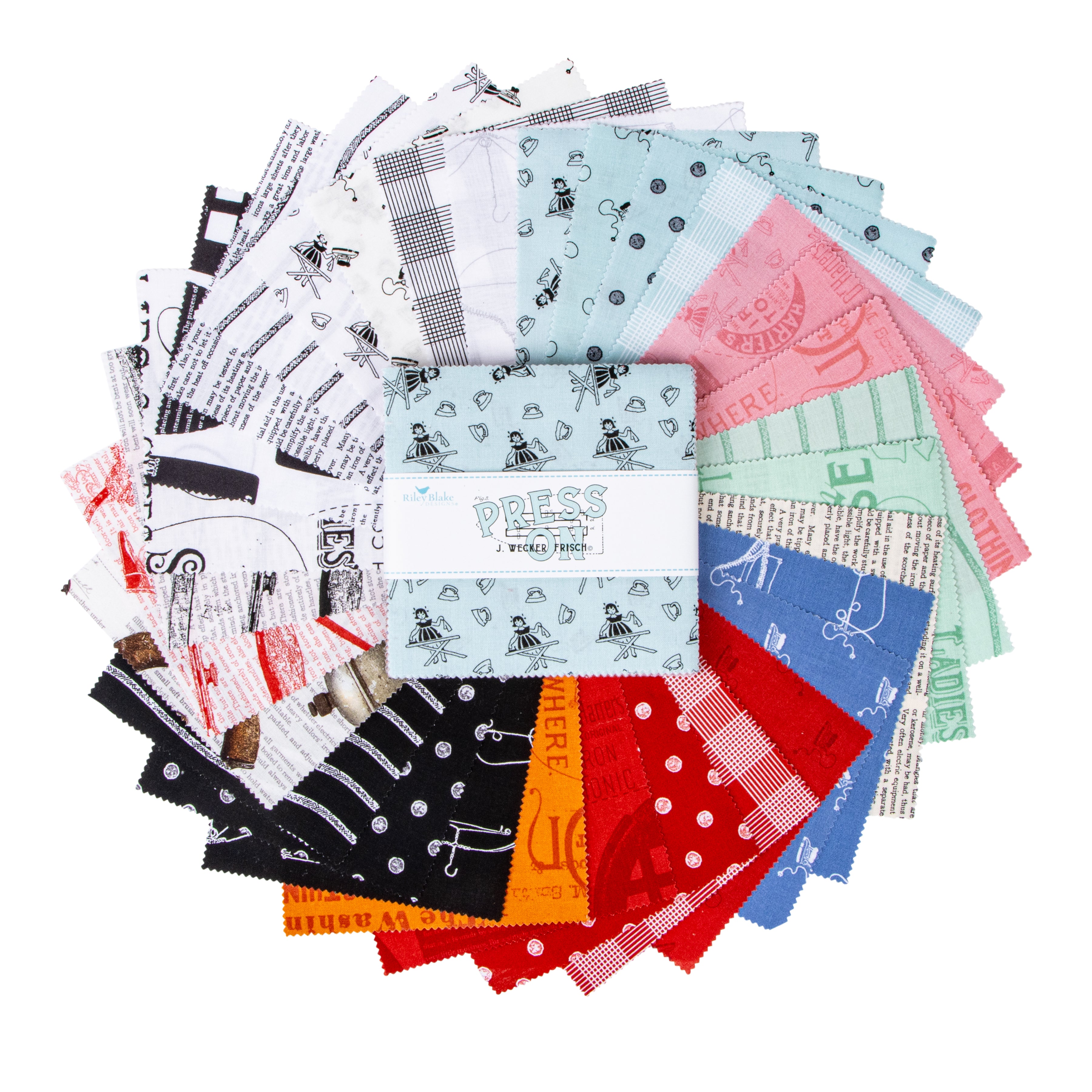 Press On | 5" Charm Pack by J. Wecker Frisch for Riley Blake | 42 pcs