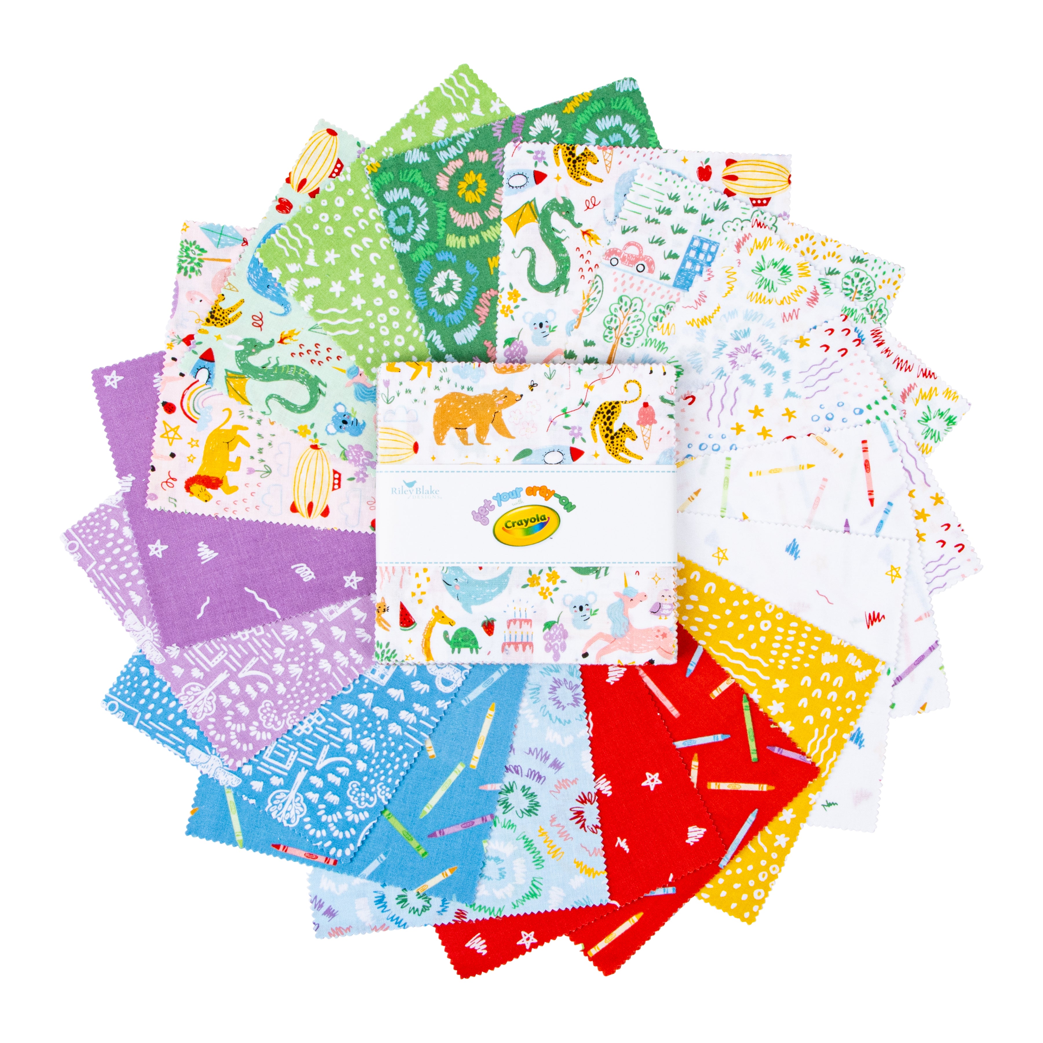 Get Your Cray-On | 5" Charm Pack by Crayola for Riley Blake | 42 pcs