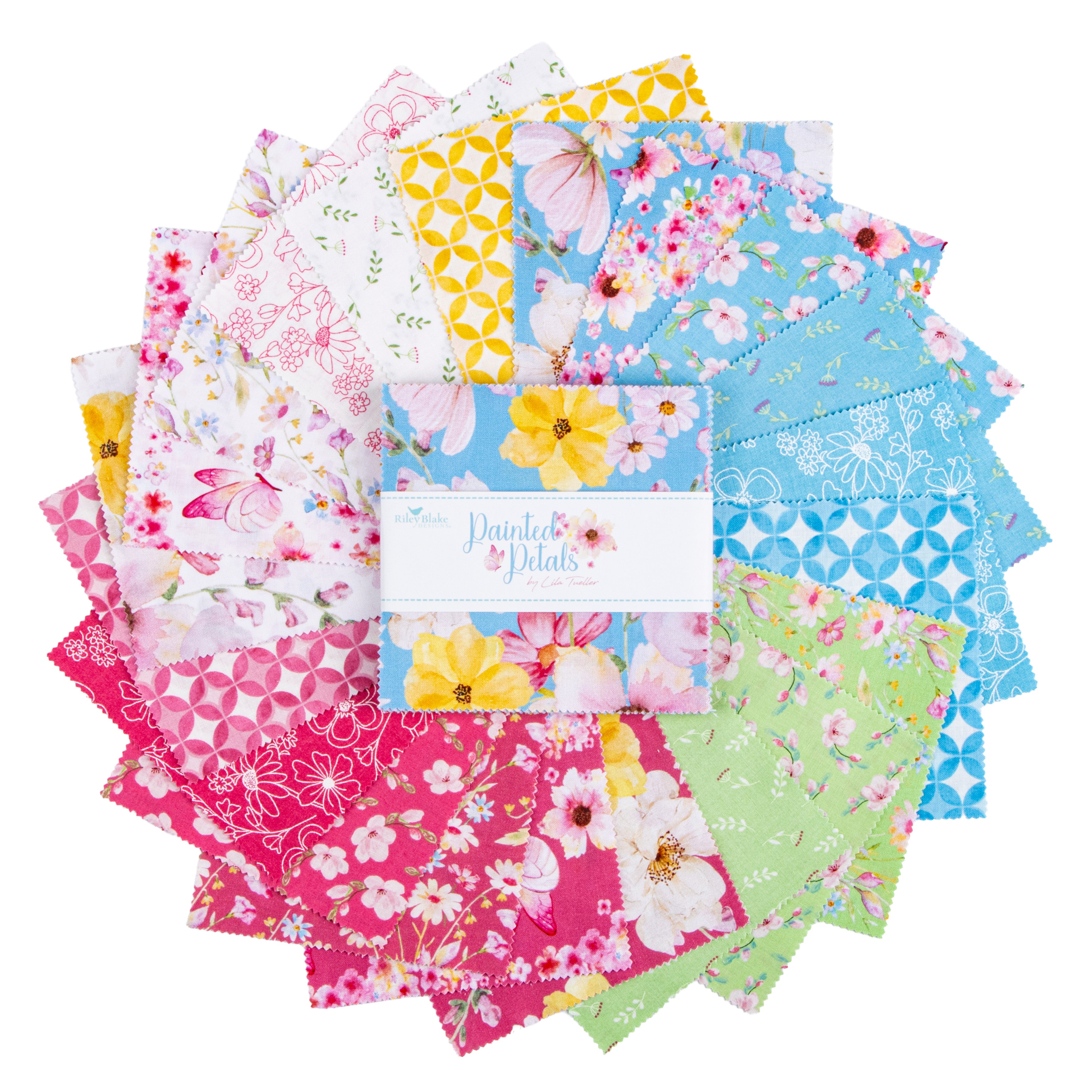 Painted Petals | 5" Charm Pack by Lila Tueller for Riley Blake | 42 pcs | 100% Cotton