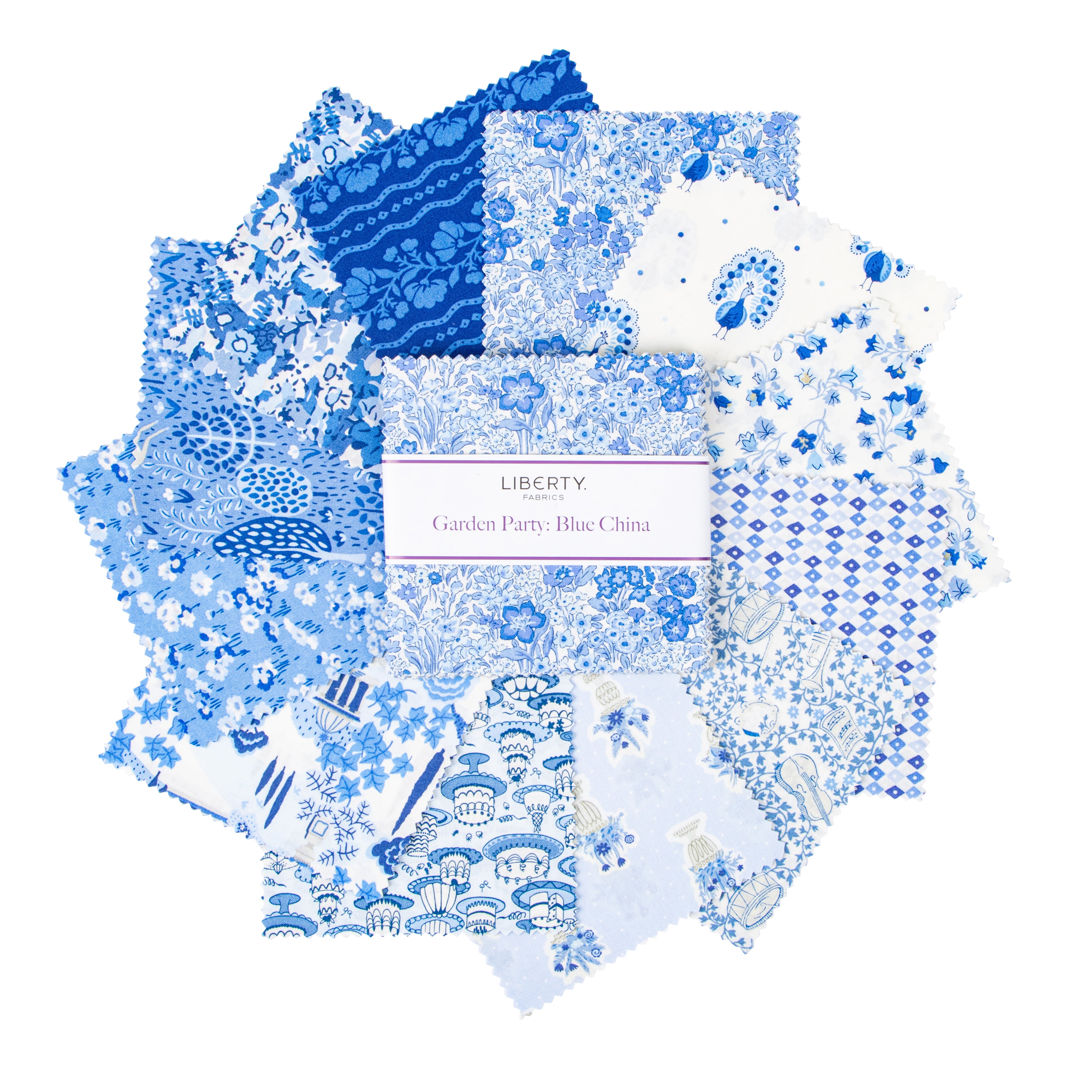 Garden Party | Blue China 5" Charm Pack by Liberty Fabrics for Riley Blake | 42 pcs