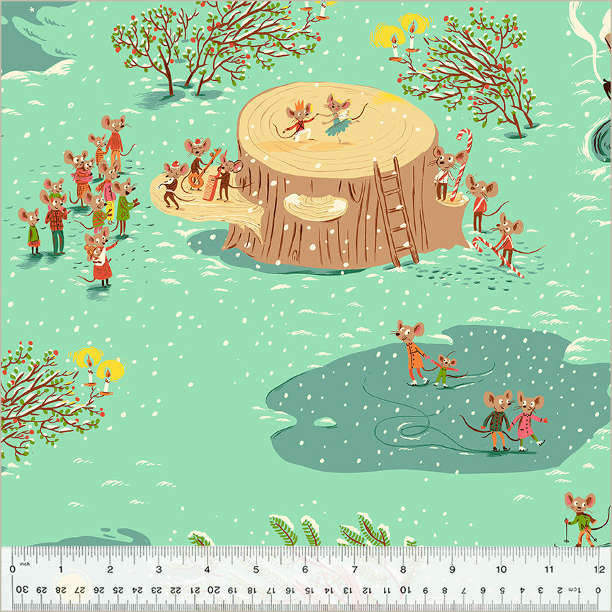 Studio Edit | Christmas Mice - Aqua by Heather Ross for Windham Fabrics | 50165D-1