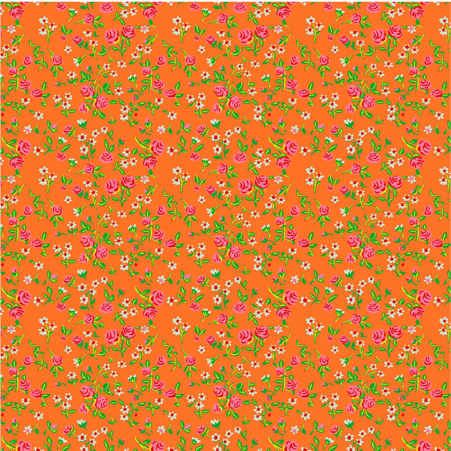 Heather Ross by Hand | Mousy Floral - Tangerine by Heather Ross for Windham | 54255D-7