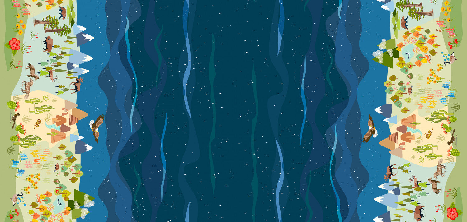 Cross Country | Wild & Free Navy - Double Border by Tamara Kate for Windham | 54506D-1