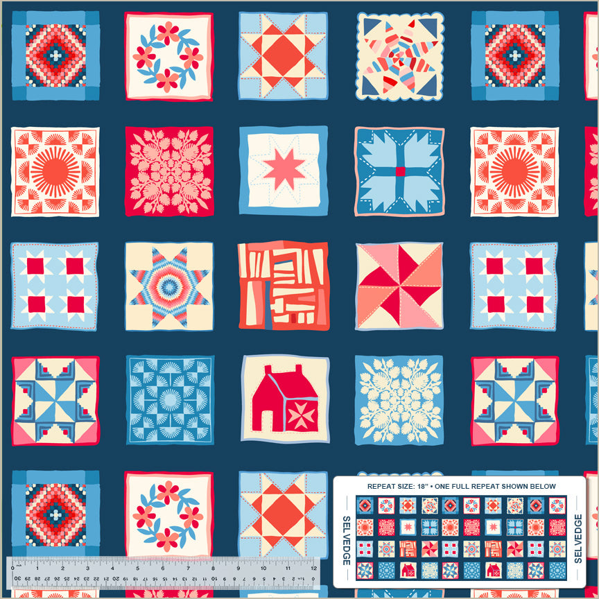 Cross Country | Quilt Show Navy - Cheater Print by Tamara Kate for Windham | 54507D-1
