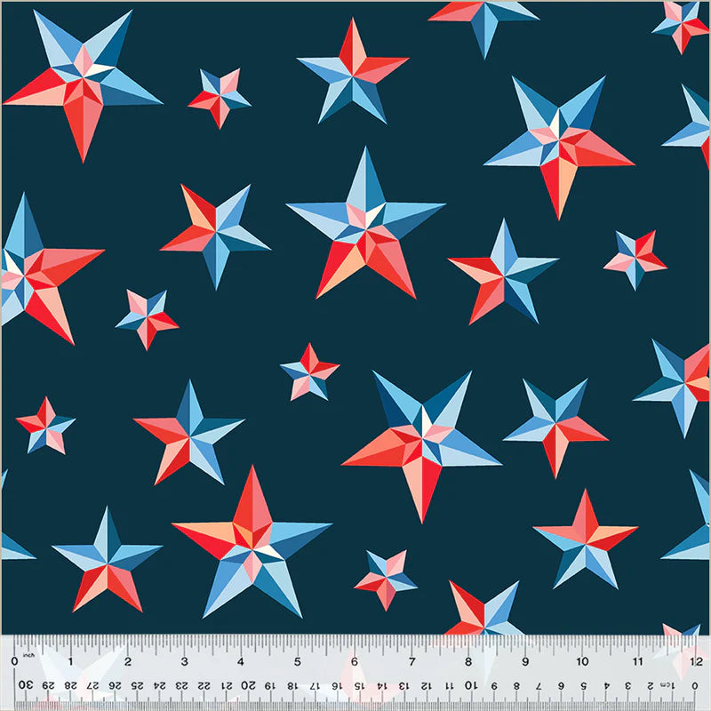 Cross Country | 108" Backing Fabric - Pinwheel Stars Patriotic by Tamara Kate for Windham | 54511DW-1DES