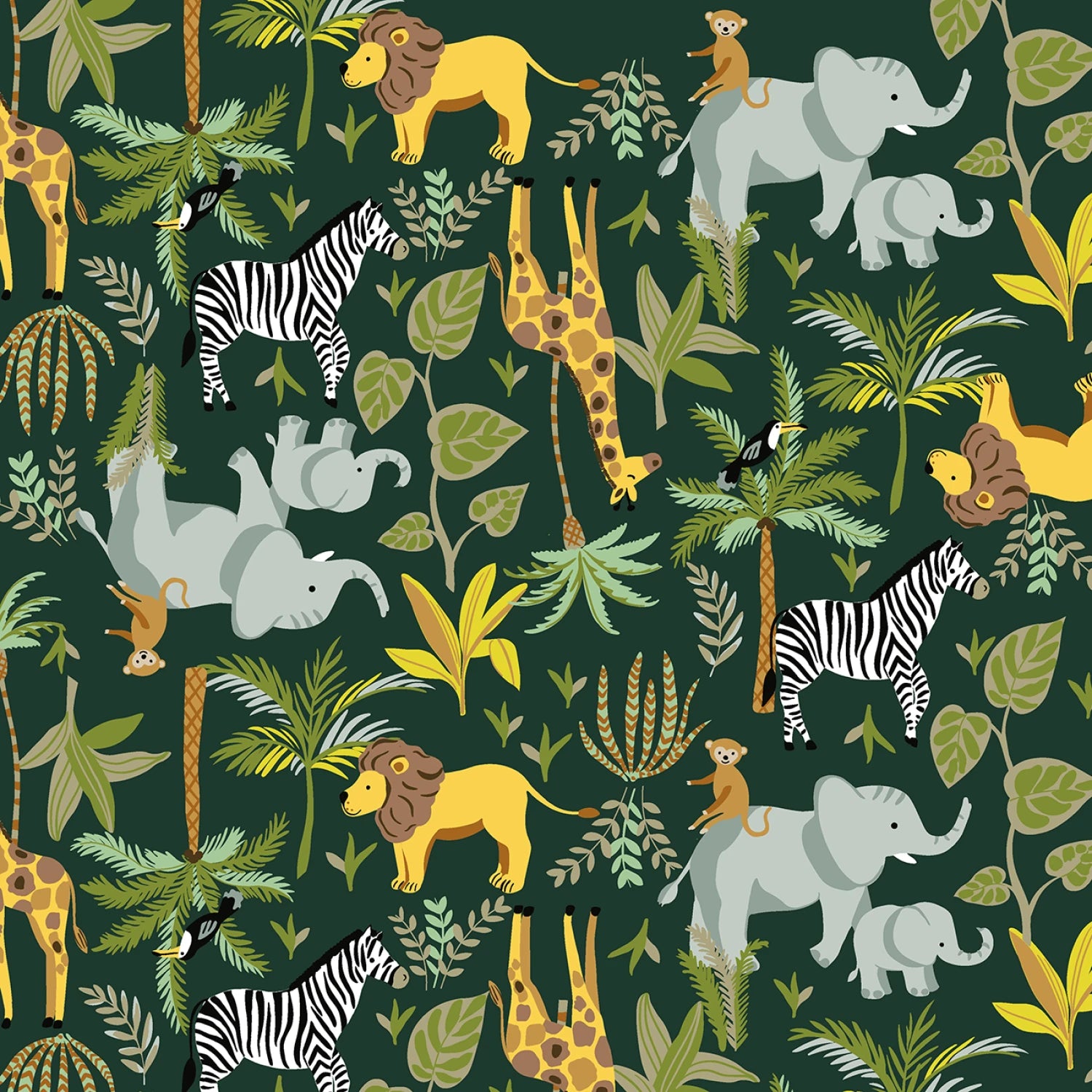 King of the Jungle Flannel | Living a Wild Life - Deep Jungle by Whistler Studios for Windham | 100% Cotton Flannel