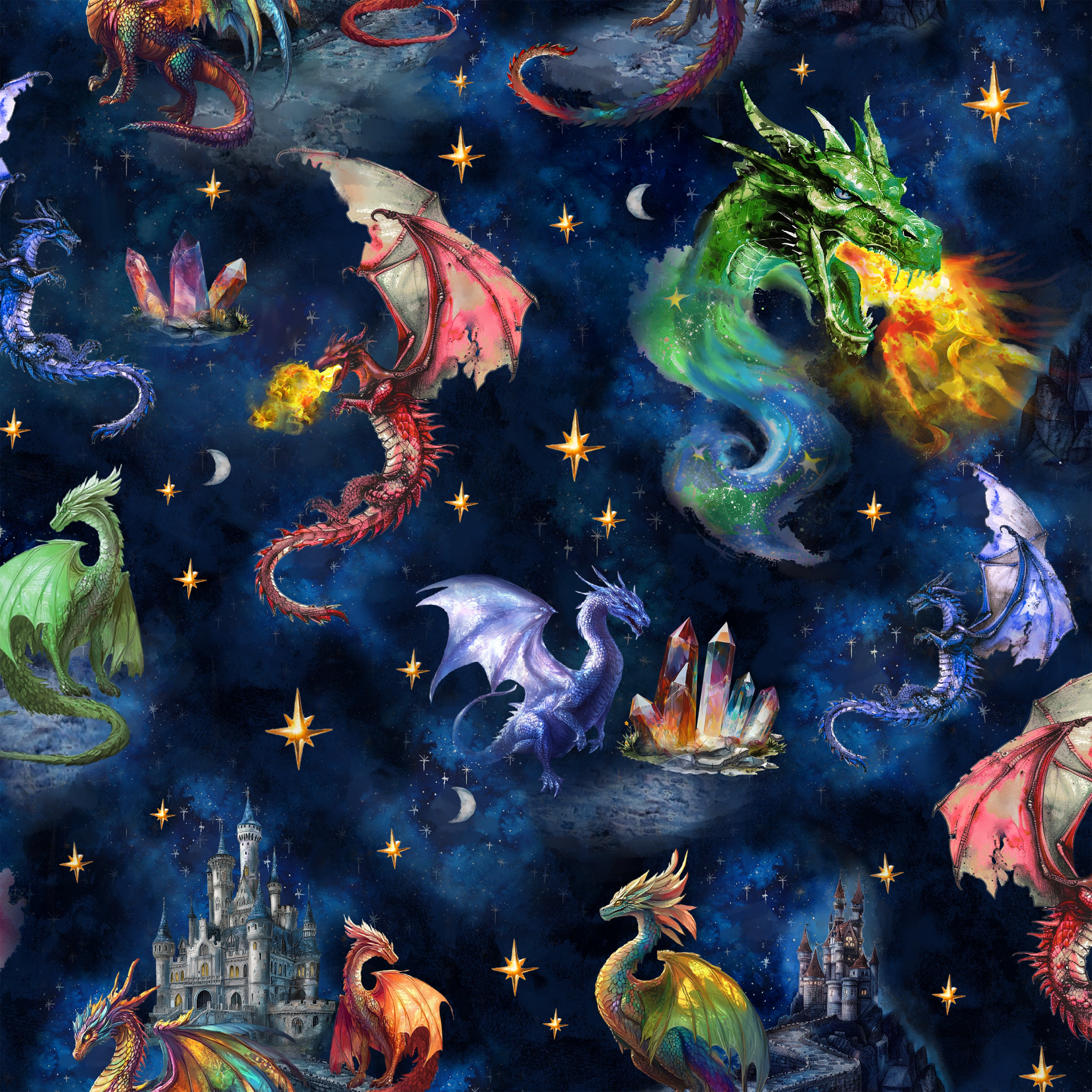 Dragon Kingdom | Fat Quarter Bundle by Whistler Studios for Windham Fabrics | 16 pcs + Panel