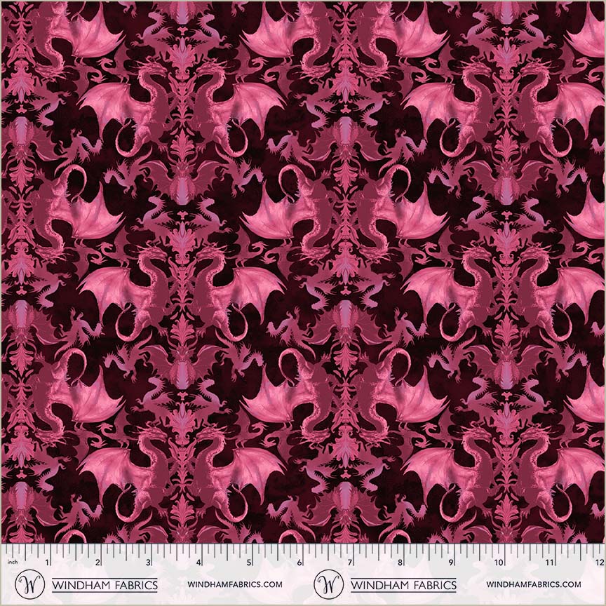 Dragon Kingdom | Heraldry - Magenta by Whistler Studios for Windham Fabrics | 54807D-2
