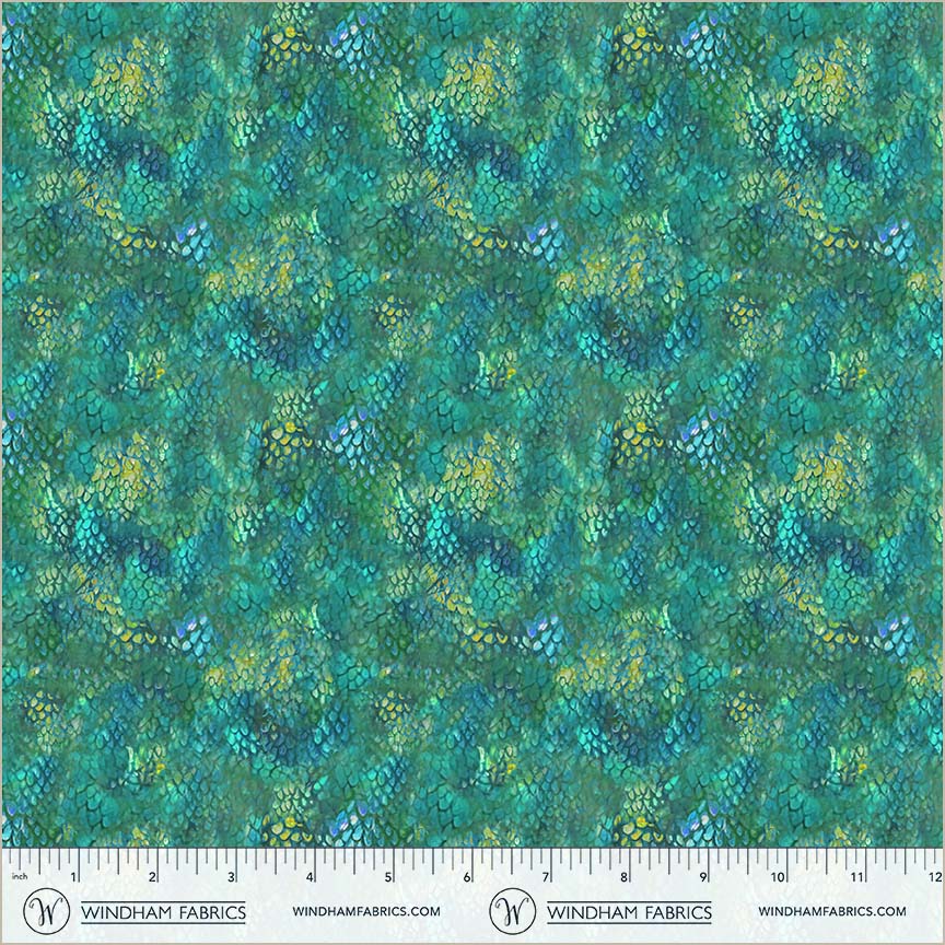 Dragon Kingdom | Dragon Scales - Teal by Whistler Studios for Windham Fabrics | 54811D-10