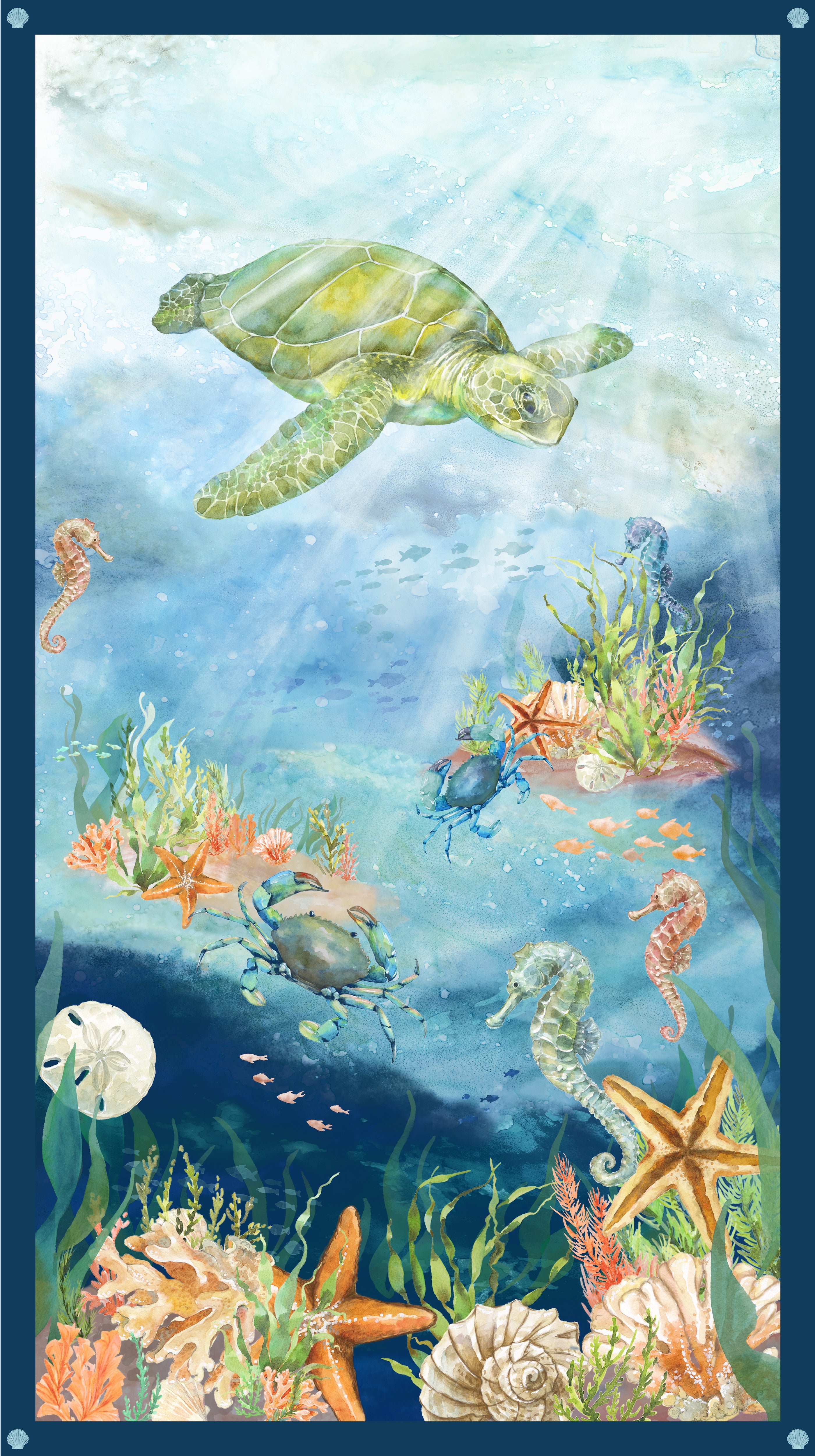 Ocean Life | 24" Panel - Aqua by Leslie Trimbach for Windham Fabrics | 54985DP-1