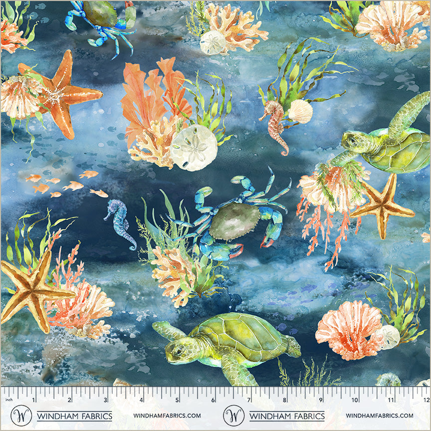 Ocean Life | Deep Sea - Blues by Leslie Trimbach for Windham Fabrics | 54986-2