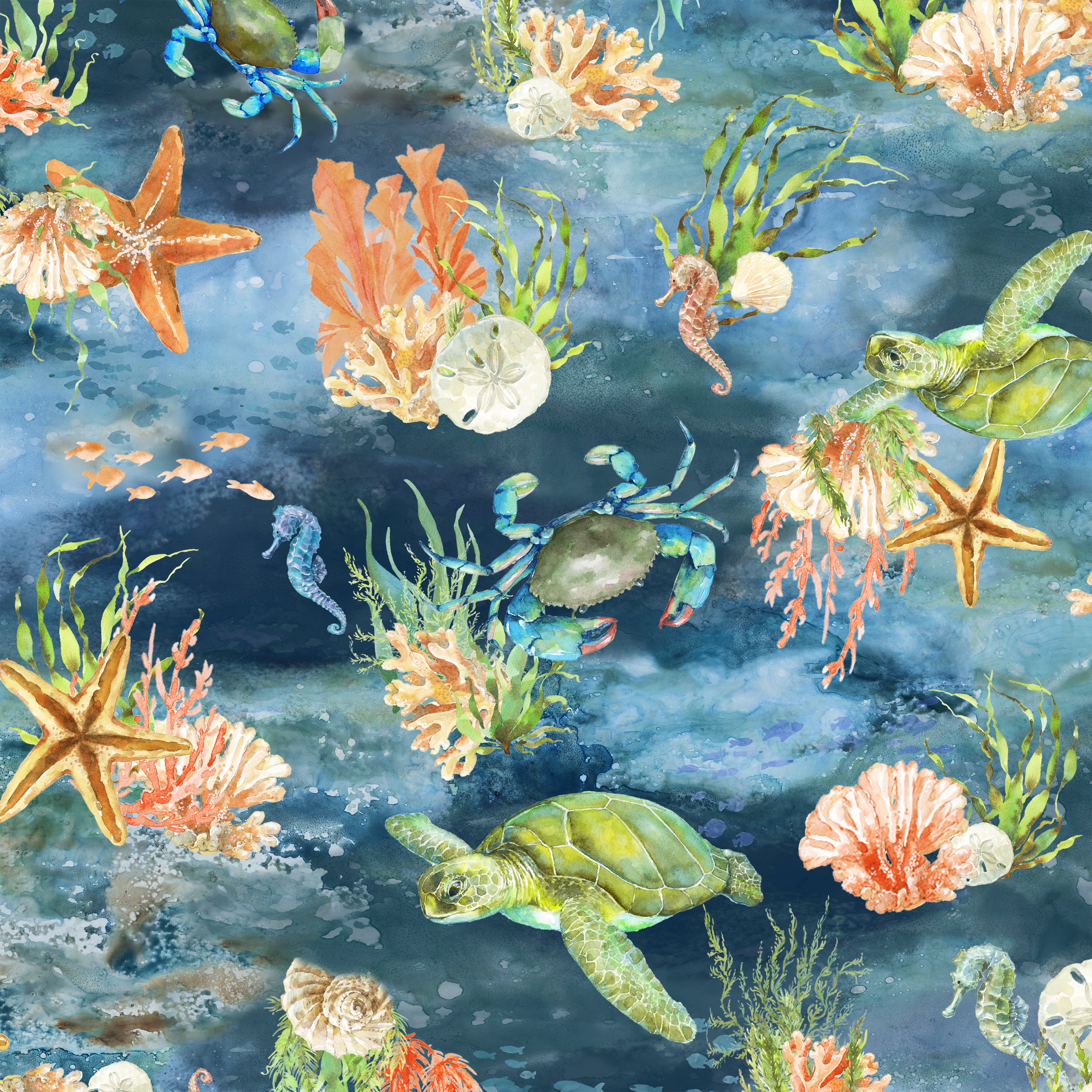 Ocean Life | Deep Sea - Blues by Leslie Trimbach for Windham Fabrics | 54986-2