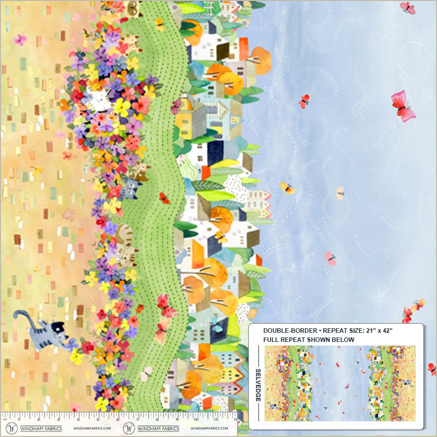 Cats Around Town | Neighborhood Cats - Double Border by Sue Miano for Windham | 54996D-1
