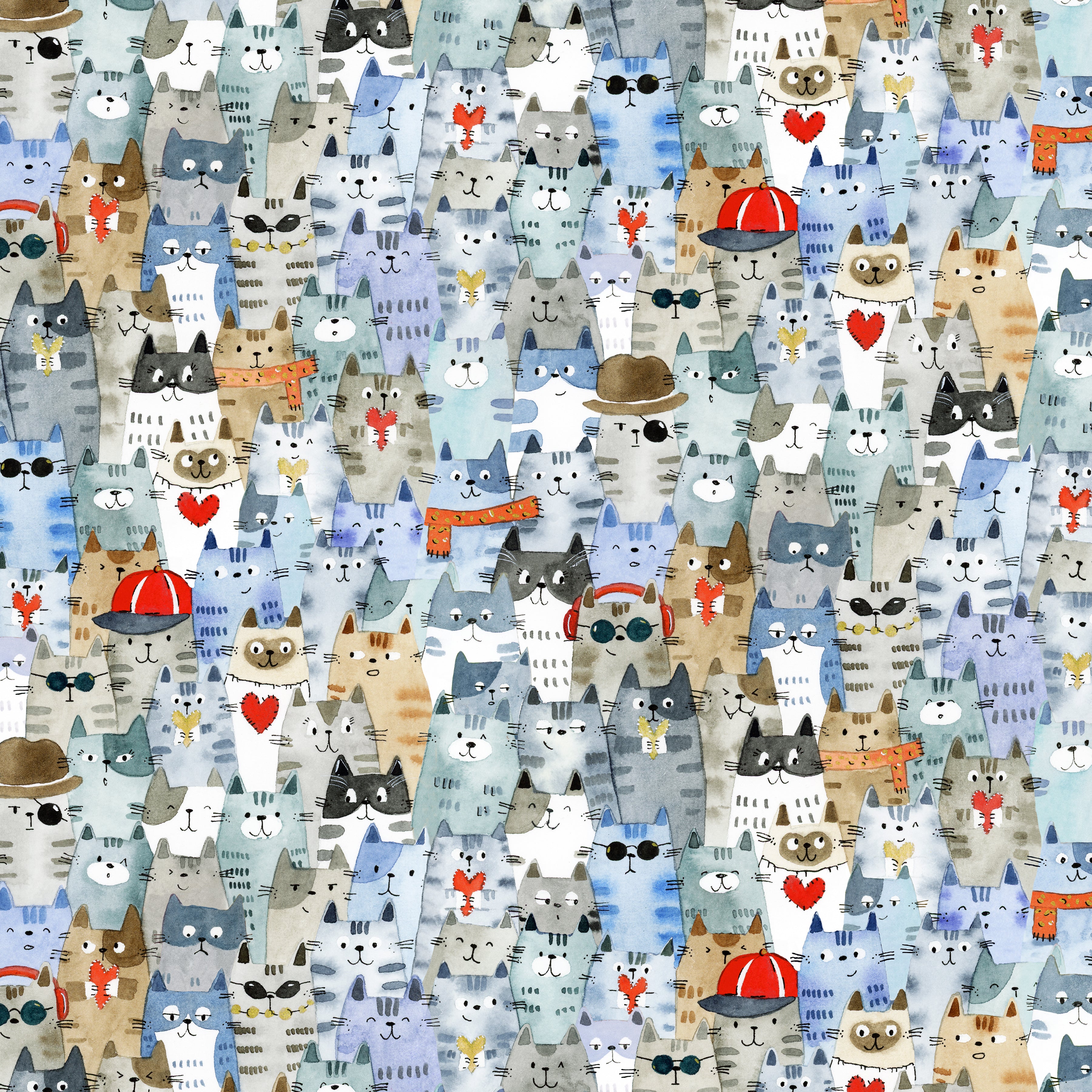 Cats Around Town | Feline Friends - Dusty Blue by Sue Miano for Windham | 54998-2