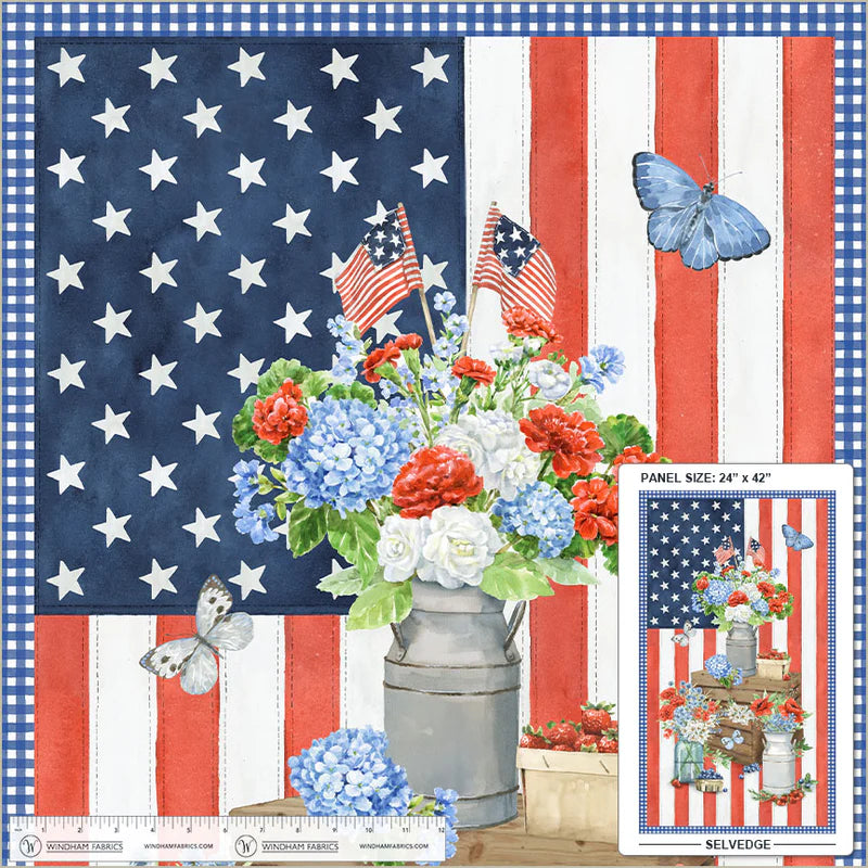 America the Beautiful | Flower Stand Multi Panel by Leslie Trimbach for Windham Fabrics | 55133DP-X