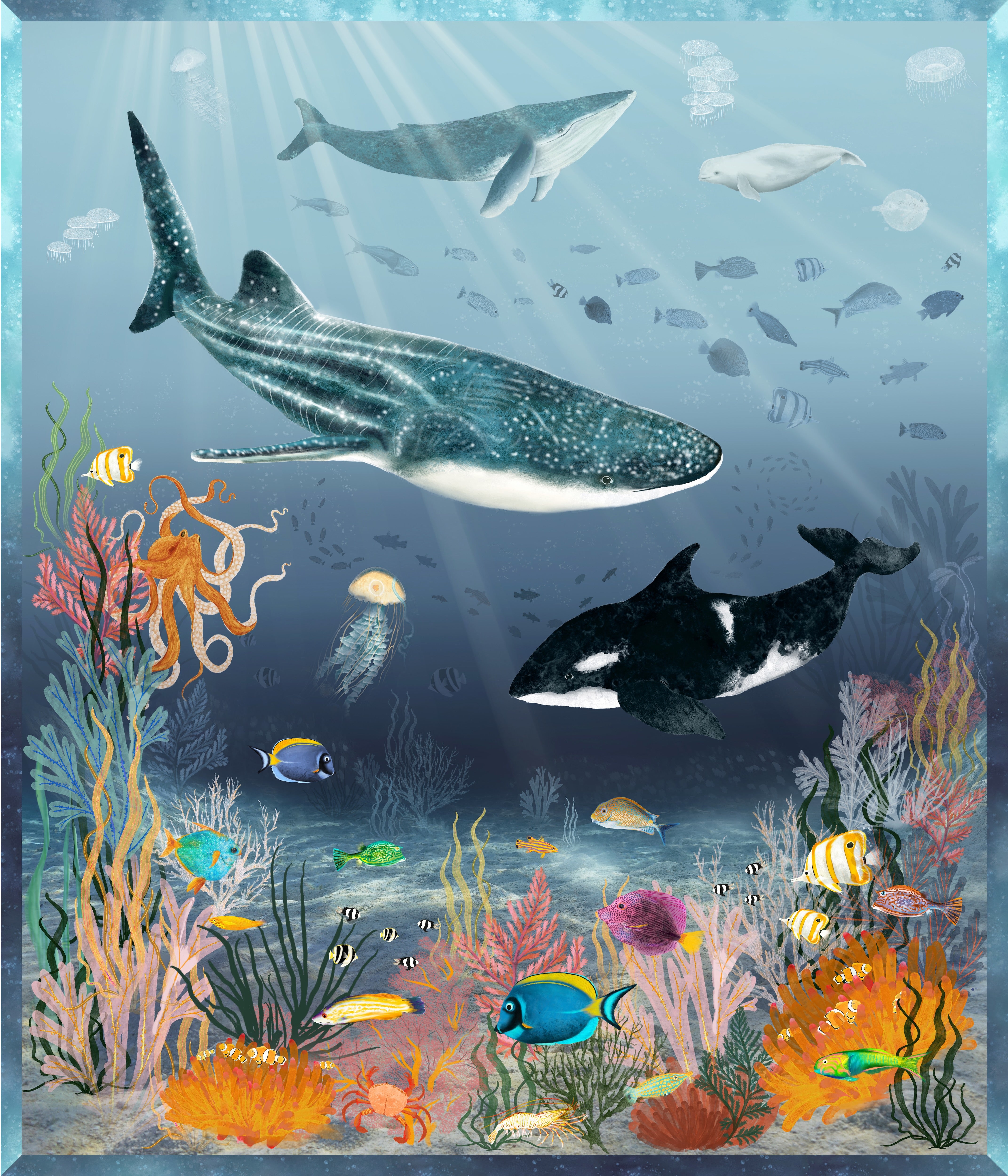 Deep Blue | Beyond the Reef 36" Panel by Katherine Quinn for Windham | 55253DP-1